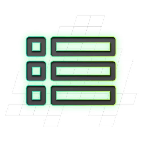 Pictogram van een takenlijst met groene achtergrond en drie horizontale lijnen, elk met een selectievakje aan de linkerkant.