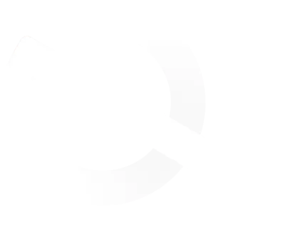 Een wit logo op een zwarte achtergrond, bestaande uit een cirkel met een diagonaal doorlopend naar een staande lijn met een punt erboven.
